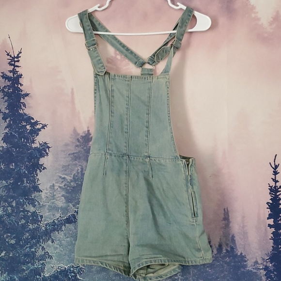 MINKPINK Pants - MINKPINK high waisted denim overalls